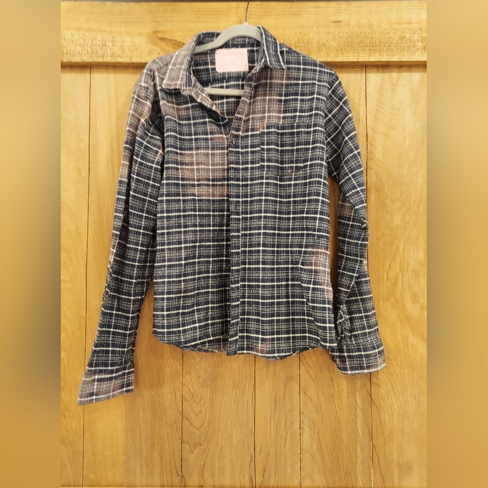 JPC The Golden Girls Flannel Distressed Bleach Dyed Plaid Shirt With Cast Names